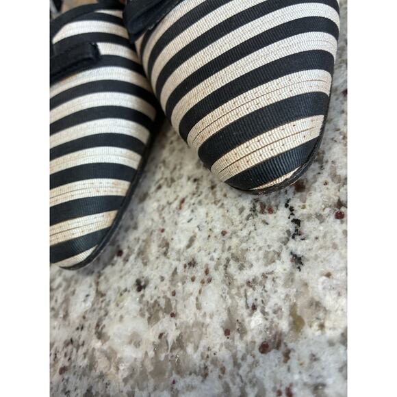 Vintage Ferragamo Black & White Striped Women's Fabric Slingbacks in 7.5 B - Picture 3 of 9